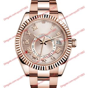 Wysokiej jakości męski zegarek 2813 Automat sportowy 326935 zegarki 42 mm szampana pokrętła Rose Gold Pasp -Sapphire Sapphire Glass 326938 Business Watch zegarek