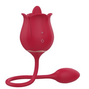Rose Toy Vibrator for Women 2 in 1 Tongue Licking Clitoris Vibrators G-Spot Stimulator for Couples Pleasure USB Rechargeable Adult Sex Toys Games