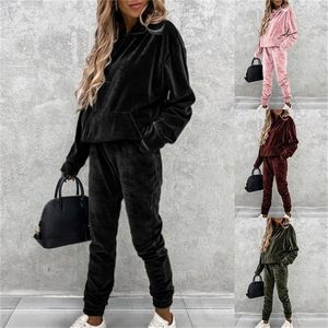 Womens Two Piece Calças Primavera Set Coutoure Tracksuit Marca Velor Corredores Terno Moletom Com Capuz E Lápis Ensemble Femme 221115