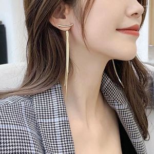 Dangle Earrings 1 Pair Women Long Tassel Silver Color Luxury Hanging Pendientes Drop Threader Fashion Jewelry 2022
