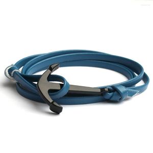 Link armbanden Fishhook Anchor Chain Black Bracelet Survival Leather Friendship Men and Women Gift