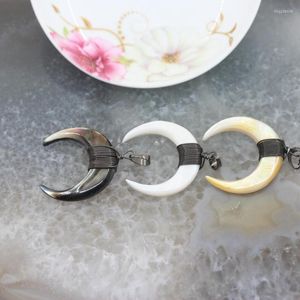 Anhänger Halsketten 5 teile/los OX Horn Shell Kupfer Draht Umwickelt Gun Schwarz Halbmond Form Halskette Ohrringe Schmuck Charms Machen