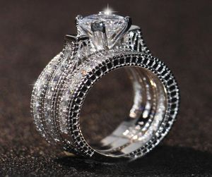 Engagement Topaz Simulated Diamond Diamonique KT White Gold Filled Wedding women Ring Sets gift Size