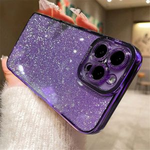 Luxury Plating Silicone Glitter Transparent Cases For iPhone 15 14 11 12 13 Pro Max Mini XR X XS 6 6S 7 8 Plus SE Shockproof Cover