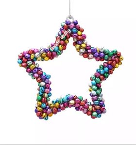 Multi-color flat metal Christmas ornament 2022 jingle bell star heart moon C1115