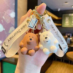 Keychains Cute Cartoon Sitting Bear Keychain Creative Car Bag Accessories Hanging Ring Personlig liten gåva T220909 T220909