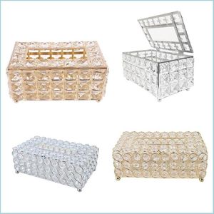 Vävnadslådor servetter Tissue Box Holder Crystal Cube Servikare Dispenser Bedroom Office El Cafe Coffee 220523 Drop Delivery Home Garde DHB25