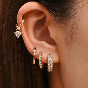 Orecchini a cerchio Classic Crystal CZ Huggies Ear Cuff Cartilagine Color oro Round Circle Piercing Buckle Set piccolo 5 paia