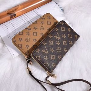 Uomo Donna in pelle pu caffè nero griglia portafoglio femminile pochette donna classica portafogli con cerniera singola borsa lunga borse firmate portafoglio donna