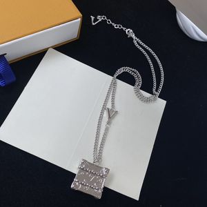 With BOX Hard Jewelry Women Necklaces Old Flower Bag Design Pendants Letter Fashion Necklace Brand Pendant Jewelry Silver Color