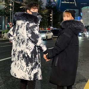 Men's Down -30°C Fashion Couple Winter White Duck Jacket Long Keep Warm Thicken Coat Men Hooded Fur Collar Windbreaker Parka