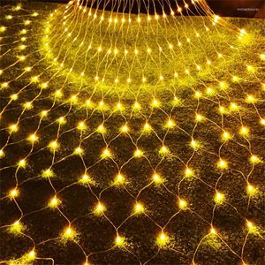 Saiten Outdoor Weihnachten Led Net Licht 8 Modi Hochzeit Party Urlaub Girlande Wasserdicht Garten Bushed Baum Wrap Mesh Eiszapfen