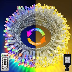 Luci natalizie Stringa luminosa a LED per esterni Dual Color 108FT 300LED Luci bianche multicolori bianche calde con telecomando