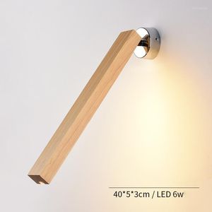 Wandlampen Holz LED Flexibles/einstellbares Leselicht im Schlafzimmer Nachttisch Nordic Wandleuchte Wohnzimmer Flur Flur