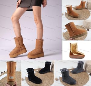 호주 클래식 스노우 하프 부츠 ugglies 울트라 플랫폼 부츠 브라운 양모 Shearling Comfort 5825 여성 디자이너 uggitys Wool Ankle