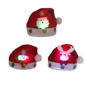 Christmas Hats Merry Christmas Adult Kid LED Light Up Cap Santa Claus Snowman Elk Children Hat Xmas Gift DHL SN5029