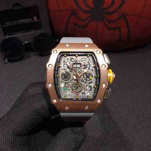 Lyxklockor för herrmekanisk klocka Richa Mill RM11-03 Hela automatisk rörelse Sapphire Mirror Rubber Watchband Swiss varumärke Sport Wristwatch