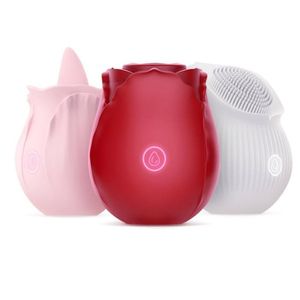 Vibrator, weibliches Sexspielzeug, rosarote Form, Silikon, Klitoris lecken, Massagegerät, Zunge für Brustwarzen