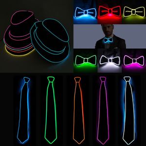 Other Event Party Supplies Jazz Dancer Favors Wire Glowing Streak Gentleman Cap Attractive Crazy Led Strip Neon Top Hat Tie Wedding 221110