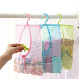 Storage Bags Multifunction Folding Hanging Bag Laundry Clothes Net Organizer Closet Rack Hangers Bathroom Accessories EJ872720