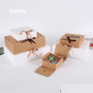 Confezione regalo Stobag 10Pcs Kraft Paepr Baking Gift Box Packaging Buon Natale Camicia Compleanno Ing Stampa personalizzata 220427 Drop Delivery Ho Dhkon