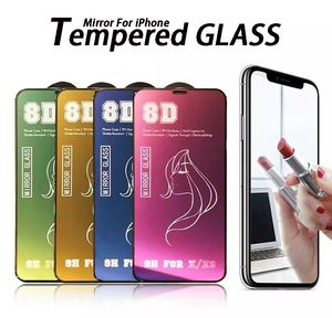 8D Color Mirror Screen Protector dla iPhone 14 Pro Max 11 12 13 Mini A4 Roll Materiał lustrzany Glass XR XS 7 8 Folia anty-scratch