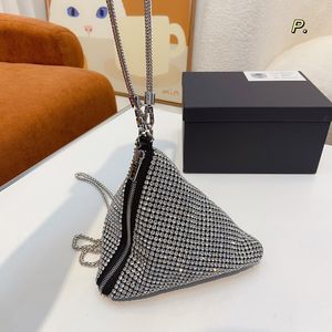 Designer Bags Luxury Handbags Tote Bag Chain Crossbody Bags Fashion Women Shoulder Messenger Purse Classic Triangle Wallet with Rhinestone