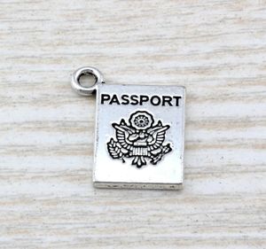 100st Ancient Silver Alloy Passport Charm Pendant 1518mm DIY Jewelry A0738075622