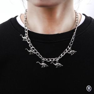 Choker 2022 Vintage Harajuku Goth Punk Metal Dinosaur Shape Pendant Chain Necklace For Women Girl Cool Hip Hop Trendy Jewelry