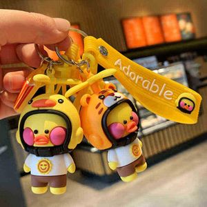 Keychains Fashion Metal Cartoon Cute Little Yellow Yellow Duck Doll Keychain Creative Liten Gift Mobiltelefon Ryggsäck Bil Pendant Fun Keychain T220909