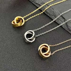 Designer luxury necklace jewelry gold silver double ring christmas gift cjeweler mens woman diamond love pendant have