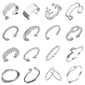 Moda 925 braccialetti aperti in argento sterling singolo braccialetto di lusso designer di marca donna uomo polsino regolabile polsino gioielli amanti del matrimonio regalo all'ingrosso