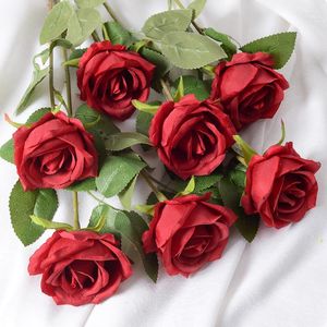 Decorative Flowers A Red Artificial Rose Fake For Wedding And Family Table Decoration Valentine's Day Christmas Gifts