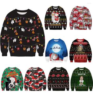 Men's Sweaters Unisex 3D Printed Ugly Christmas Sweater Men Women Funny Outrageously Tacky Xmas Sweatshirt Crew Neck Jumpers Tops 2XL