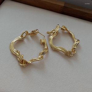 Hoop Earrings Lovelink Fashion Sweet Geometric Hollow Metal Irregular Gold Color Earring For Women Girl Exaggerate Party Jewelry