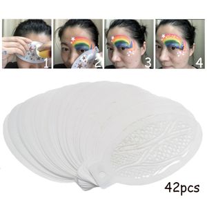 Outros suprimentos permanentes de maquiagem 42pcs Conjunto de estênceis de pintura de rosto Modelos de estêncils profissionais Arte do corpo Angel Rainbow Dots escala Ferramentas de plástico de leopardo Branco 221109