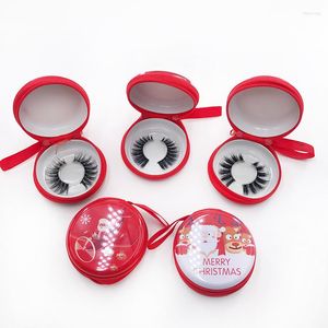 Ложные ресники EST Рождественская круглая коробка творческая молния пустая монета с подножкой для макияжа сумки для инструментов оптом