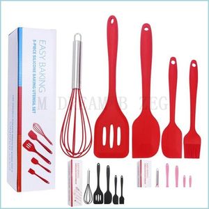 T￥rtverktyg Sile Kitchenware Cooking redskap Set Nonstick Cookware Tool Egg Beaters Turner Oil Brush K￶k Bakning Drop Delivery Ho Dhwed