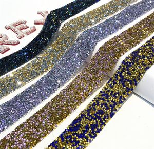 Sj￤lvh￤ftande Crystal Rhinestone Diy Diamond Bling Ribbon Stickers Rhinestone Tape Roll med 2 mm Rhinestones f￶r hantverk Telefondekorationer