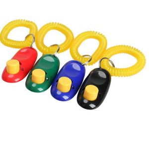 Bot￣o de treinamento para c￣es Clicker Pet Sound Trainer com pulseira de lixo de cliques guia de aux￭lio de ajuda de animais de estima￧￣o c￣es suprimentos 11 cores sn205