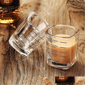 Mätverktyg Glass Square Measuring Cup Coffee Ounce Tools Cups 60 ml Baking Graduation Mini Kitchen Espresso 2 2BL Q2 Drop Delive DHBSR