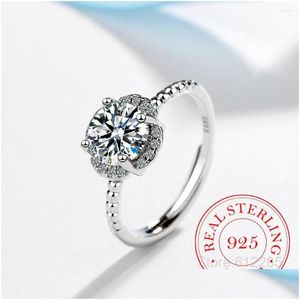 Sanne de cluster Anneaux de cluster Sterling Sier Classic Wedding Ring Zirconia for Women Bridesmaid Jewelry Charms Princess Bijou Dhfmy