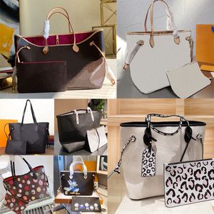 Neverfulls MM GM 토트 디자이너 이브닝 가방 여성 Neverful Neverfull Bag Shopping Shopping Genuine Handbags Purses Lady Tote Never Full Coin Purse 2pcs Set