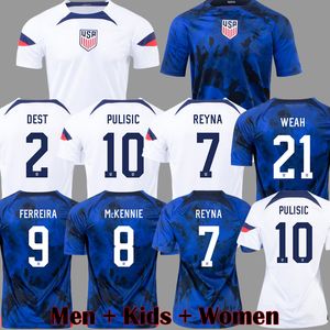 Pulisic McKennie USWNTサッカージャージーアーロンソン2022ワールドカップSargent Morgan Reyna America United States Shirt Men Dest Musah Usas Robinson