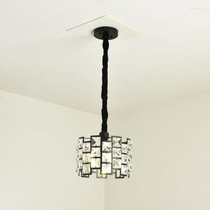 Lâmpadas pendentes Modern Black Glod Glod Small Crystal Lustrelier Lights Square para sala de jantar Estudo de quarto Led Led Home Indoor Apagues