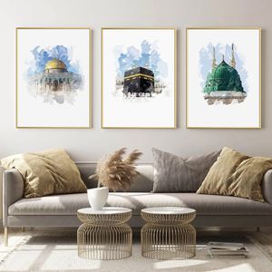 Resimler Özet İslami Cami Dome Rock Tapınağı Posterleri Modern Tuval Boyama Duvar Sanatı Baskı Resim Oturma Odası İç Ev Dekoru 221021