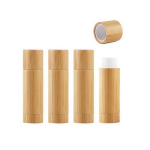 200Pcs Bamboo Empty Lipstick Tubes Bottle 5.5g Refillable DIY Lip Balm Tube Containers Cosmetic Lip Gloss Deodorant Case Holder