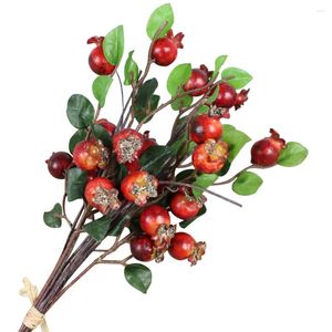 Decorative Flowers Pomegranate Artificial Berry Berries Christmas Stems Picks Fake Holly Decor Flower Branches Faux Red Rosehip Fallflowers