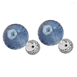 Ohrstecker aus 925er-Sterlingsilber mit schimmernden mitternachtsblauen Kristallen für Damen, Modeschmuck