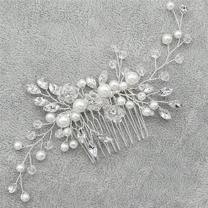 Bottiglie di stoccaggio Pettini per capelli alla moda con perle di cristallo Ornamento per gioielli da sposa Ornamento per capelli Decorazione pettine per sposa con strass